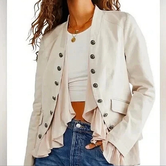 Free People Jackets & Blazers - FREE PEOPLE Ruffles ROMANCE Jacket Size 6